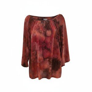 Roz & Ali Cottagecore Peasant Blouse in Autumn Watercolor Print – Size XL